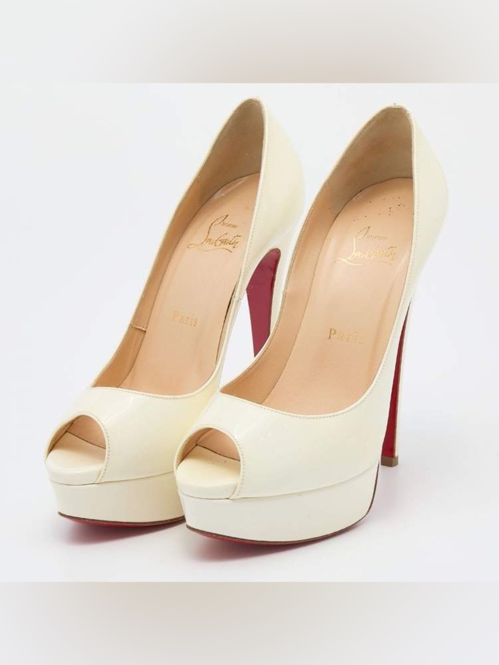 Christian Louboutin White Patent Leather Very Prive Pumps Size 36.5